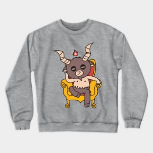 Cute Little Satan Goat on Throne Crewneck Sweatshirt